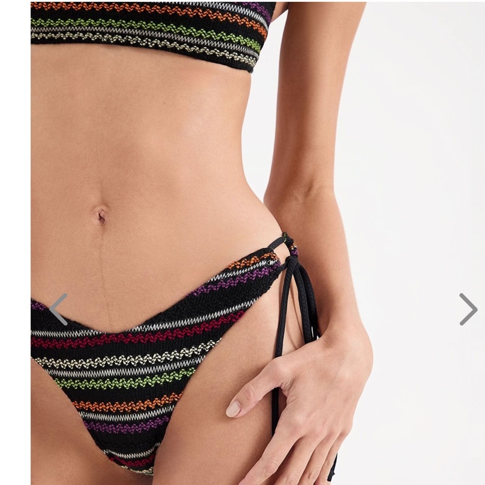 NWT OneOne Swimwear Bikini Set Black Kalamos Knit Crochet Kahina Halsey Small - Picture 9 of 9